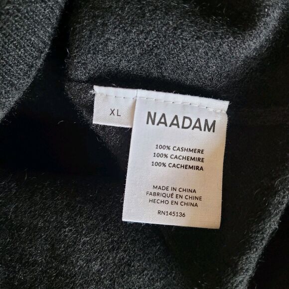 Naadam Mens Original 100% Cashmere Crewneck Sweater Black Size Xlarge Monogram - Picture 5 of 6